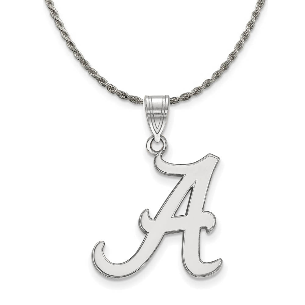 Sterling Silver U. of Alabama Large Initial A Pendant Necklace, Item N18542 by The Black Bow Jewelry Co.