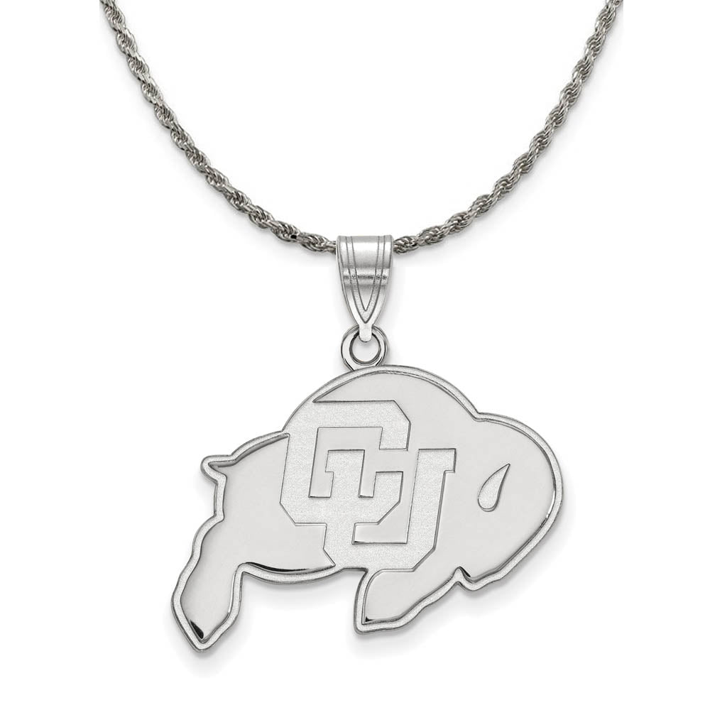 Sterling Silver U. of Colorado Lg Logo Pendant Necklace, Item N18548 by The Black Bow Jewelry Co.