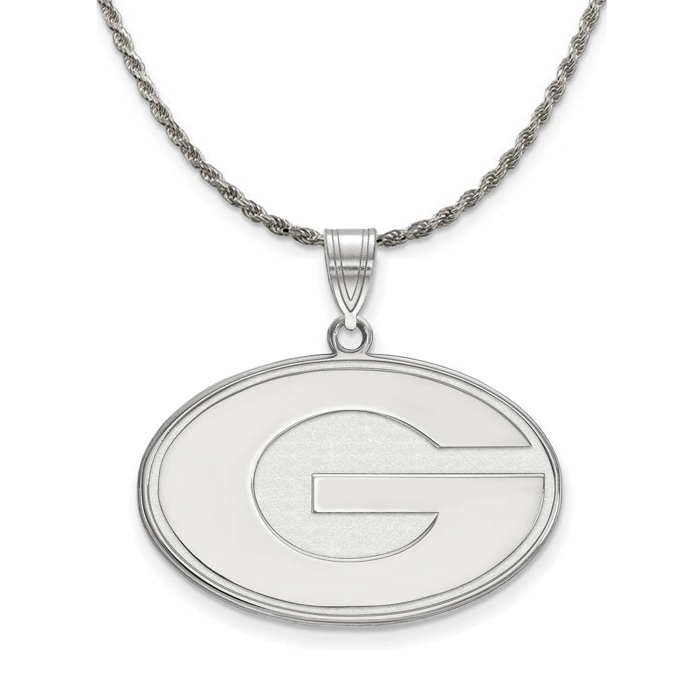 Sterling Silver U. of Georgia Large 'G' Pendant Necklace, Item N18551 by The Black Bow Jewelry Co.