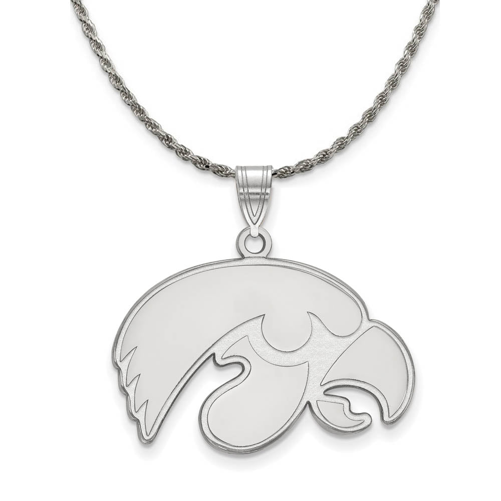 Sterling Silver U. of Iowa Hawkeyes Lg Pendant Necklace, Item N18554 by The Black Bow Jewelry Co.