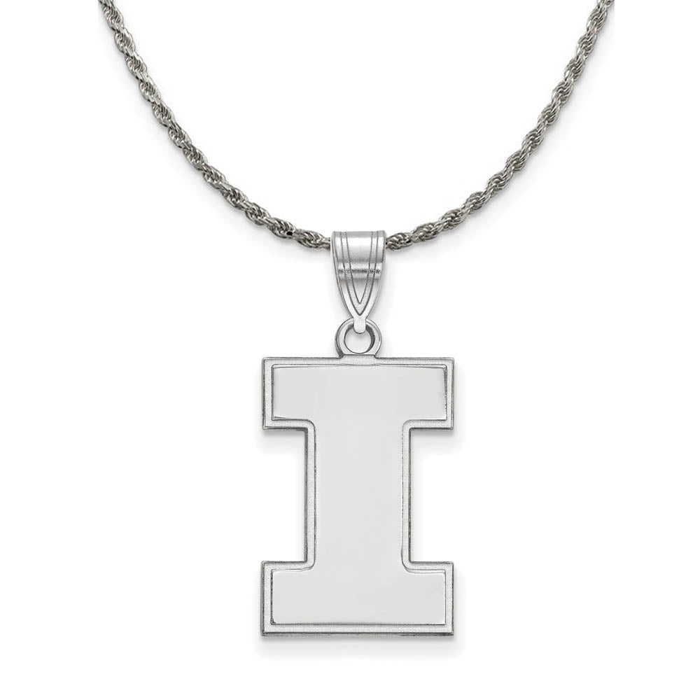 Sterling Silver U. of Illinois Large Initial I Necklace, Item N18555 by The Black Bow Jewelry Co.
