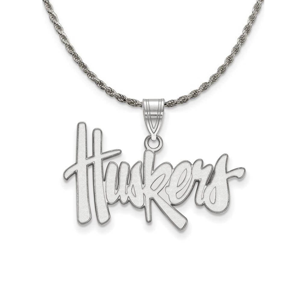 Sterling Silver U. of Nebraska Lg 'Huskers' Necklace, Item N18566 by The Black Bow Jewelry Co.