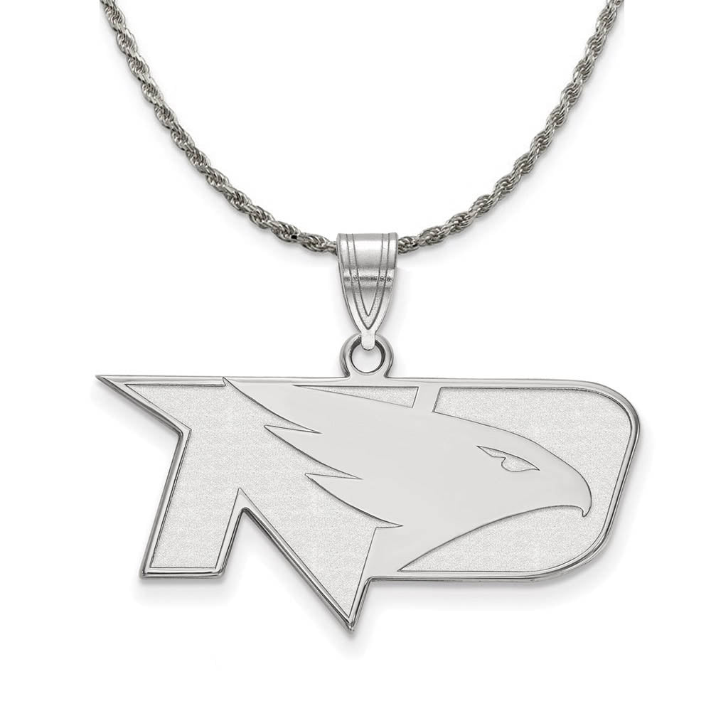 Sterling Silver North Dakota Large Square Logo Necklace, Item N18568 by The Black Bow Jewelry Co.