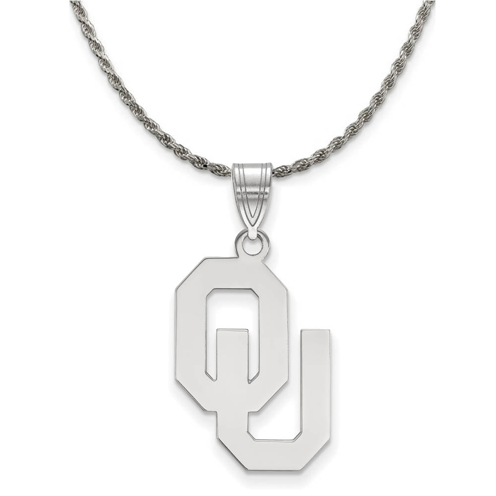 Sterling Silver U. of Oklahoma Large Pendant Necklace, Item N18569 by The Black Bow Jewelry Co.