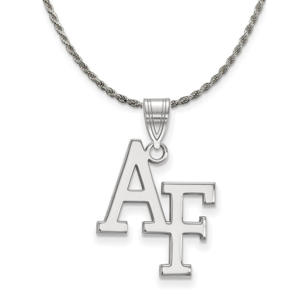 Sterling Silver Air Force Academy Large 'AF' Necklace, Item N18571 by The Black Bow Jewelry Co.