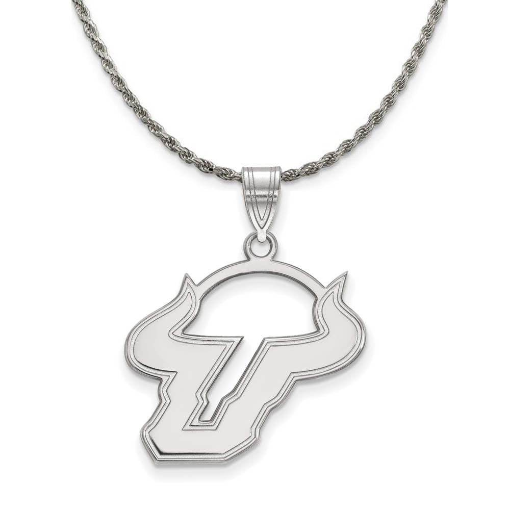 Sterling Silver South Florida Bulls Lg Logo Necklace, Item N18572 by The Black Bow Jewelry Co.
