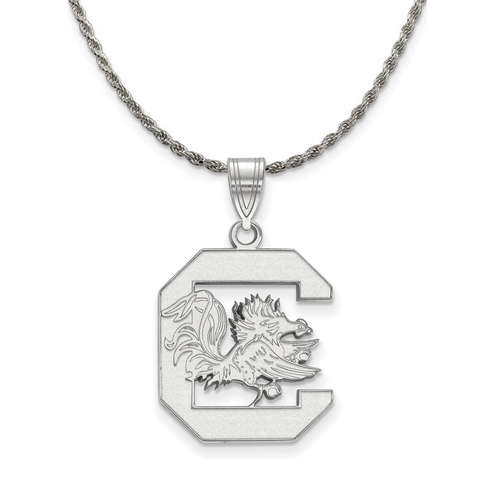 Sterling Silver South Carolina Lg Logo Pendant Necklace, Item N18574 by The Black Bow Jewelry Co.