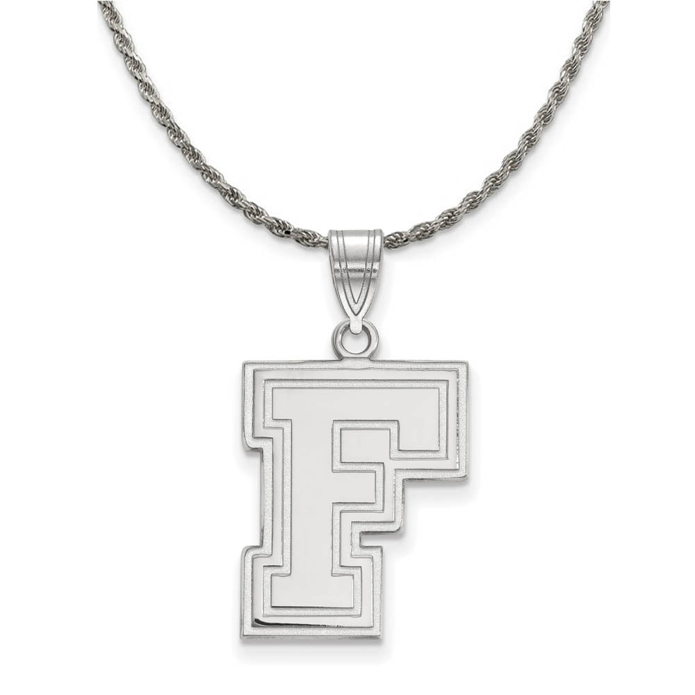 Sterling Silver Fordham U Large Pendant Necklace, Item N18594 by The Black Bow Jewelry Co.