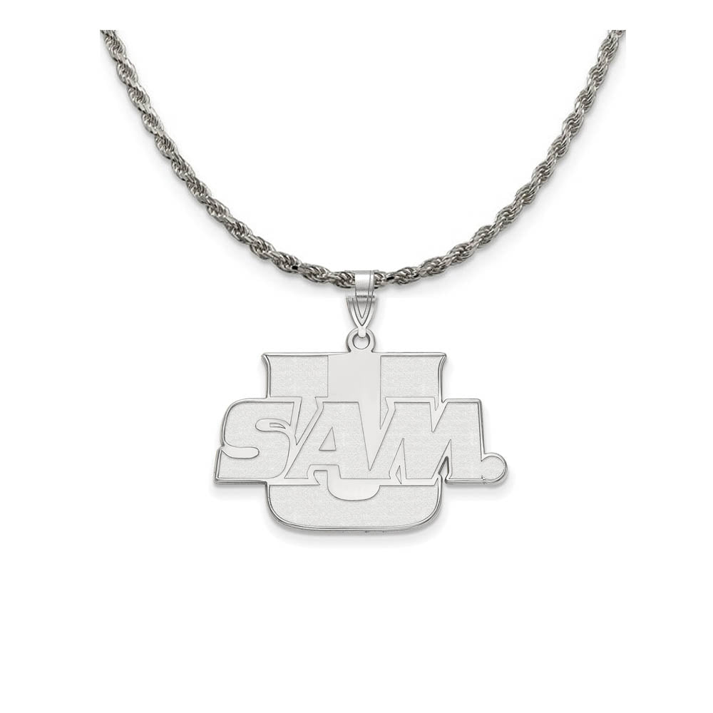 Sterling Silver Samford U. Lg 'U SAM' Pendant Necklace, Item N18607 by The Black Bow Jewelry Co.