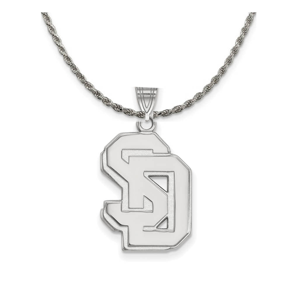 Sterling Silver South Dakota Large 'SD' Necklace, Item N18613 by The Black Bow Jewelry Co.