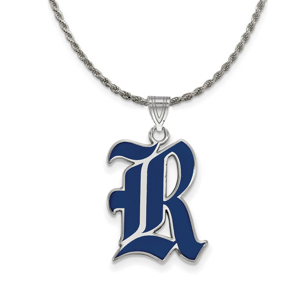 Sterling Silver Rice U. Large Enamel Pendant Necklace, Item N18628 by The Black Bow Jewelry Co.