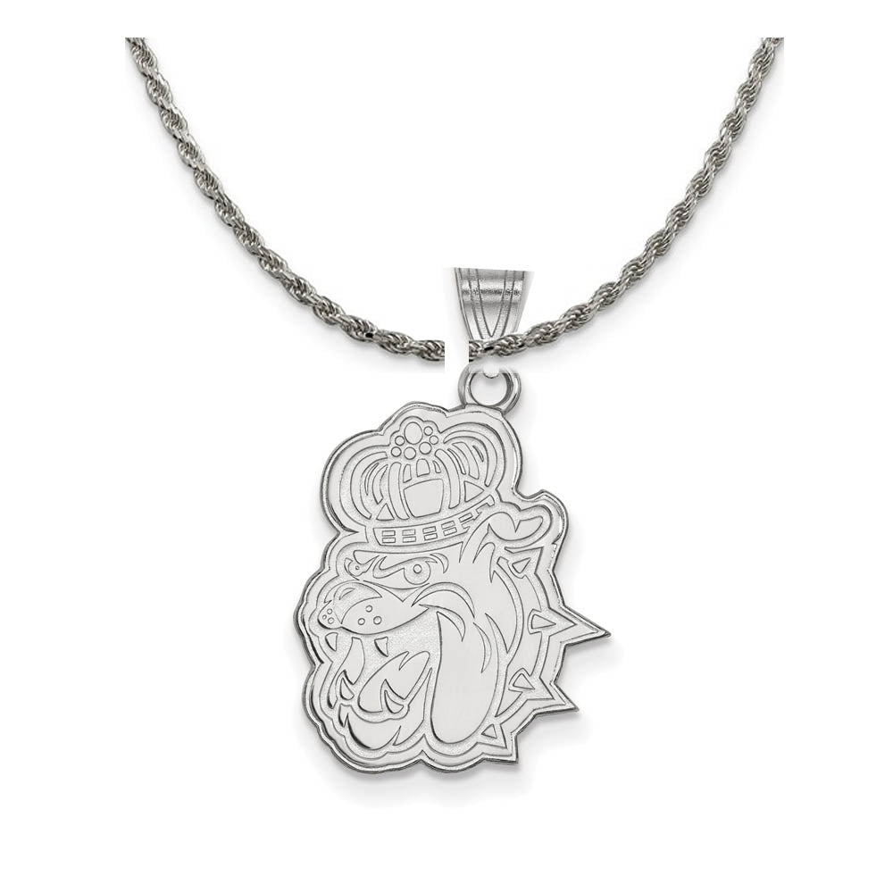 Sterling Silver James Madison U Large Pendant Necklace, Item N18629 by The Black Bow Jewelry Co.