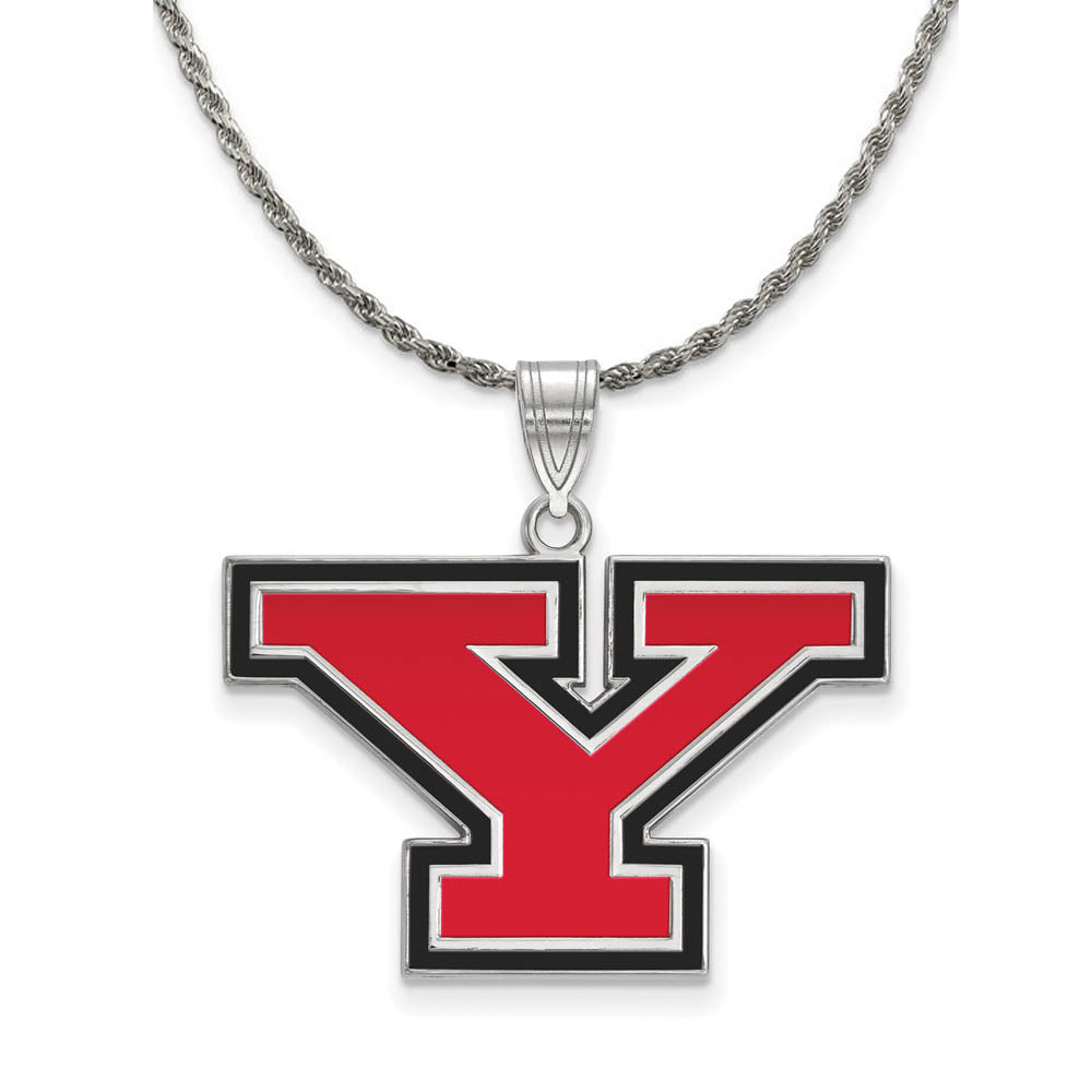 Sterling Silver Youngstown State Large Enamel 'Y' Necklace, Item N18637 by The Black Bow Jewelry Co.