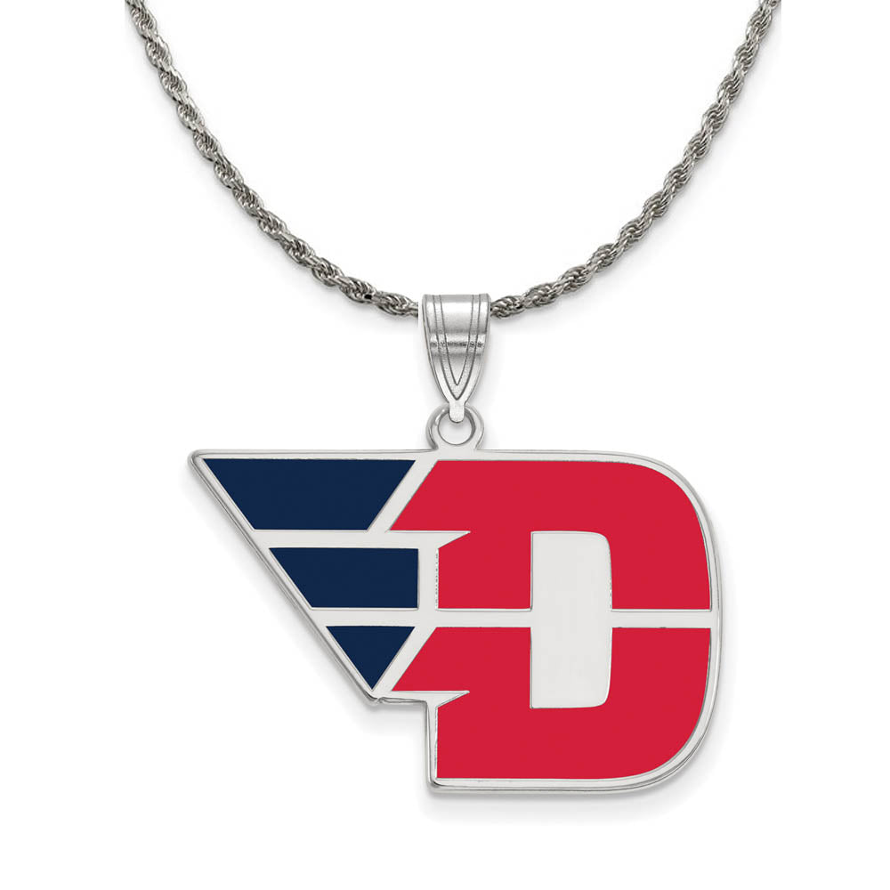 Sterling Silver U. of Dayton Large Enamel Pendant Necklace, Item N18651 by The Black Bow Jewelry Co.