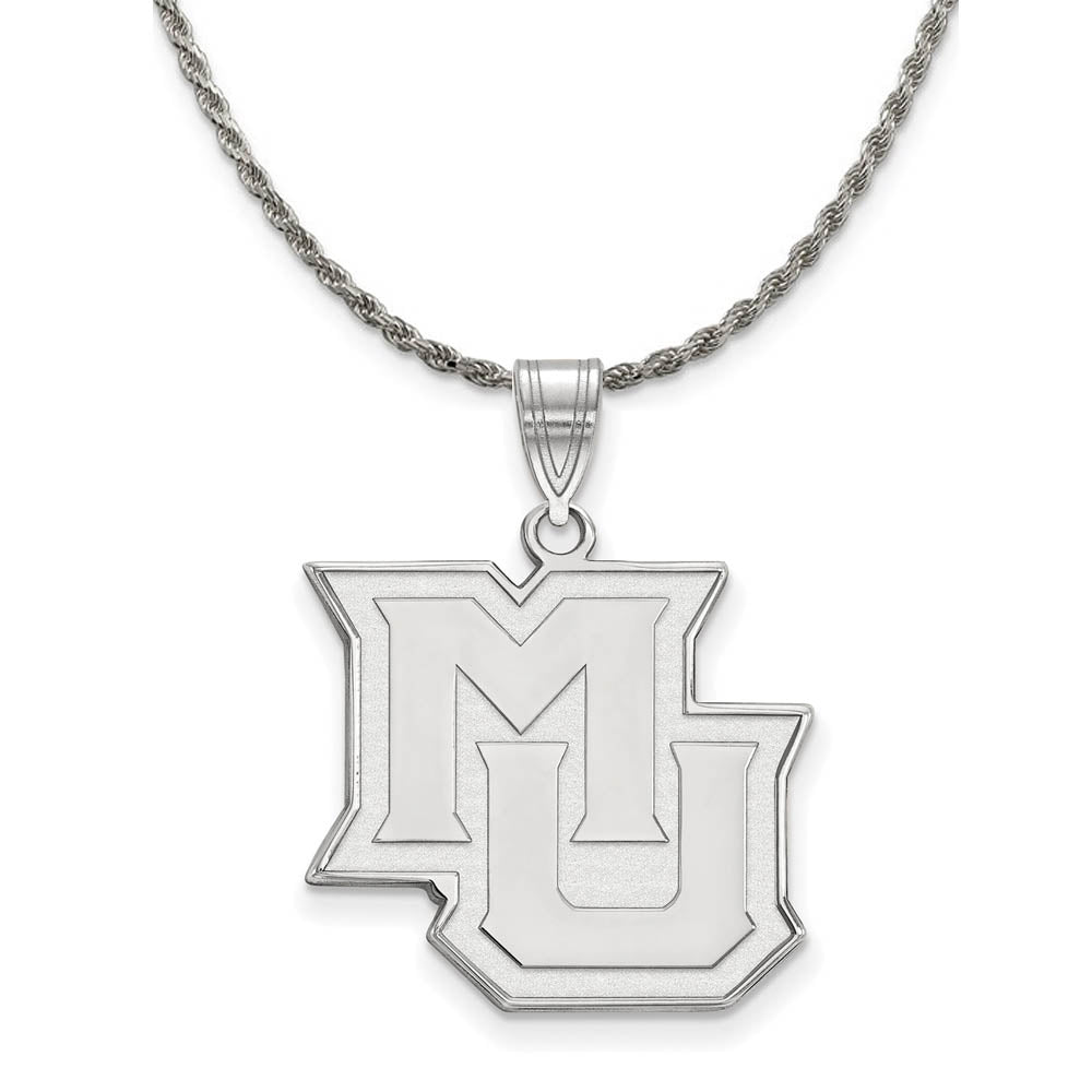 Sterling Silver Marquette U Large 'MU' Pendant Necklace, Item N18665 by The Black Bow Jewelry Co.