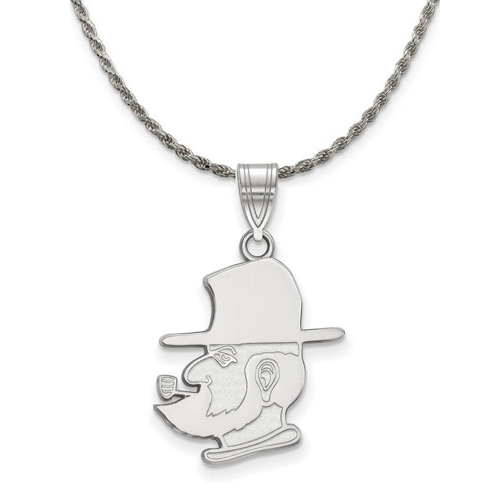 Sterling Silver Appalachian State Large Pendant Necklace, Item N18673 by The Black Bow Jewelry Co.