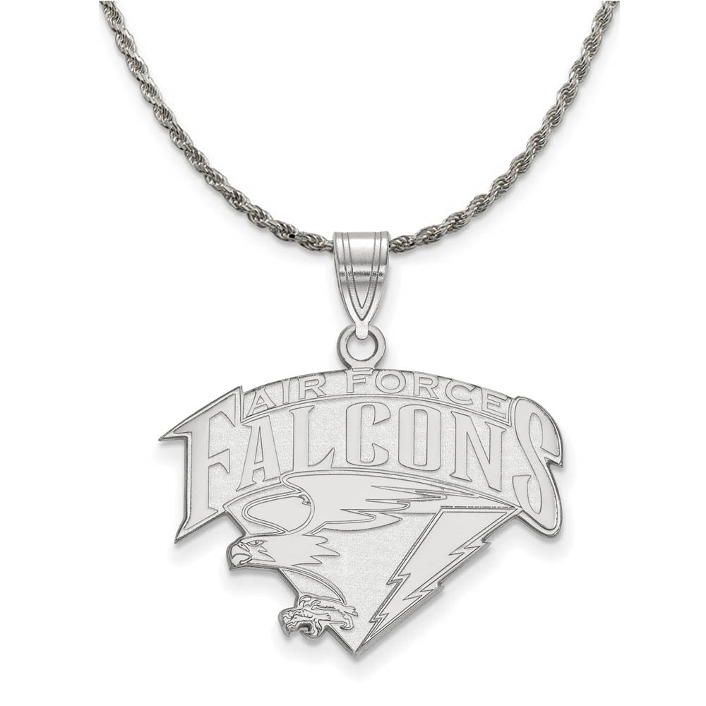Sterling Silver Air Force Academy Large Pendant Necklace, Item N18679 by The Black Bow Jewelry Co.