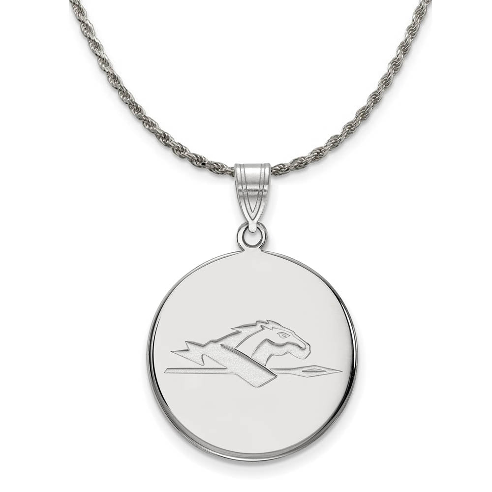 Sterling Silver Longwood U Large Disc Pendant Necklace, Item N18684 by The Black Bow Jewelry Co.