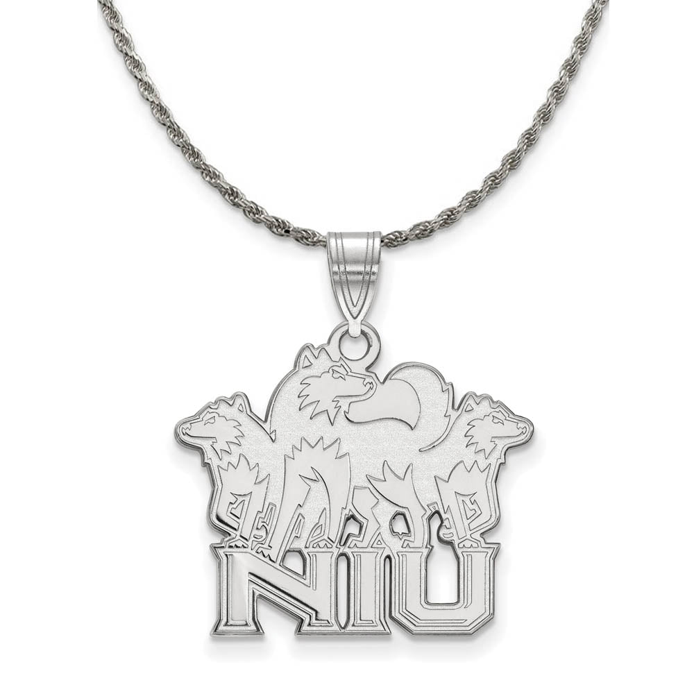 Sterling Silver Northern Illinois U. Huskies Large Necklace, Item N18712 by The Black Bow Jewelry Co.