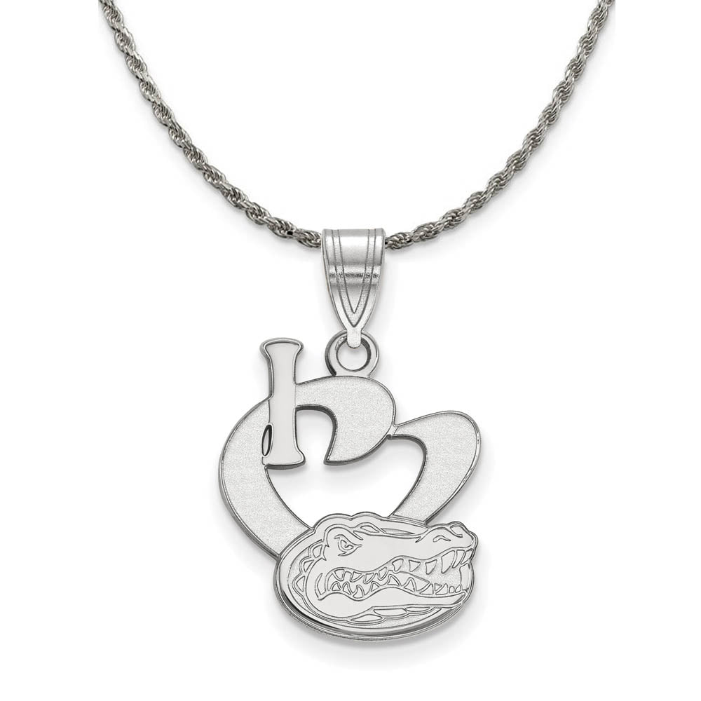Sterling Silver U. of Florida Gators Large I Love Logo Necklace, Item N18718 by The Black Bow Jewelry Co.