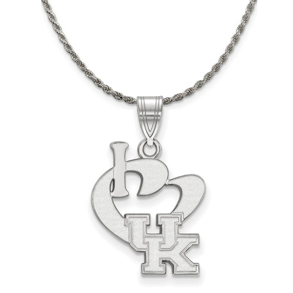 Sterling Silver U. of Kentucky Large I Love Logo Necklace, Item N18723 by The Black Bow Jewelry Co.