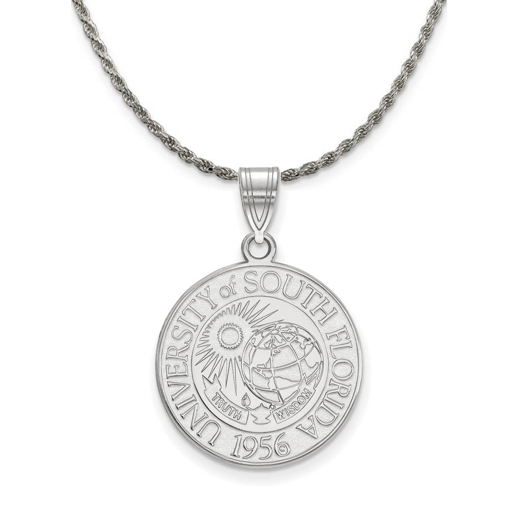 Sterling Silver South Florida Large Crest Pendant Necklace, Item N18728 by The Black Bow Jewelry Co.
