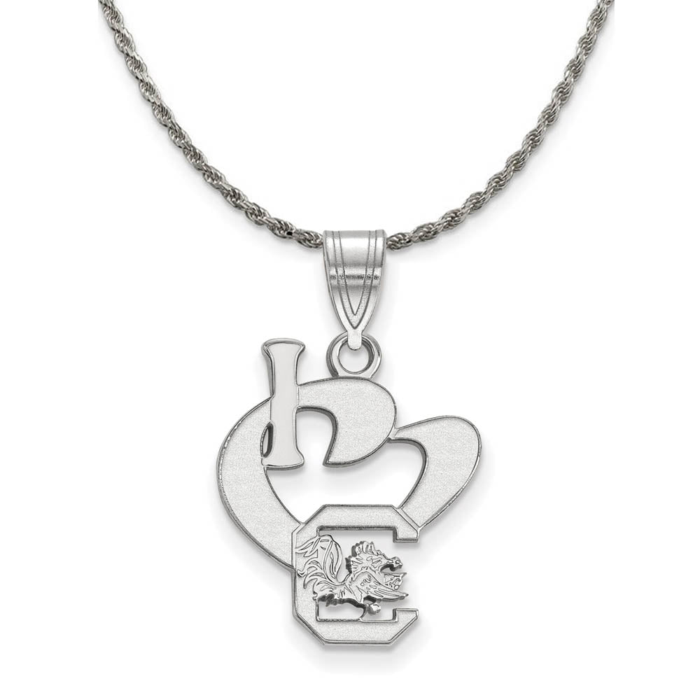 Sterling Silver South Carolina Large I Love Logo Necklace, Item N18729 by The Black Bow Jewelry Co.