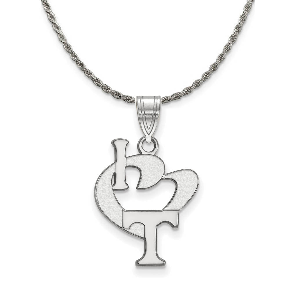 Sterling Silver U. of Tennessee Large I Love Logo Necklace, Item N18730 by The Black Bow Jewelry Co.