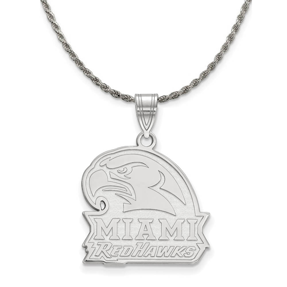 Sterling Silver Miami U Large Pendant Necklace, Item N18750 by The Black Bow Jewelry Co.
