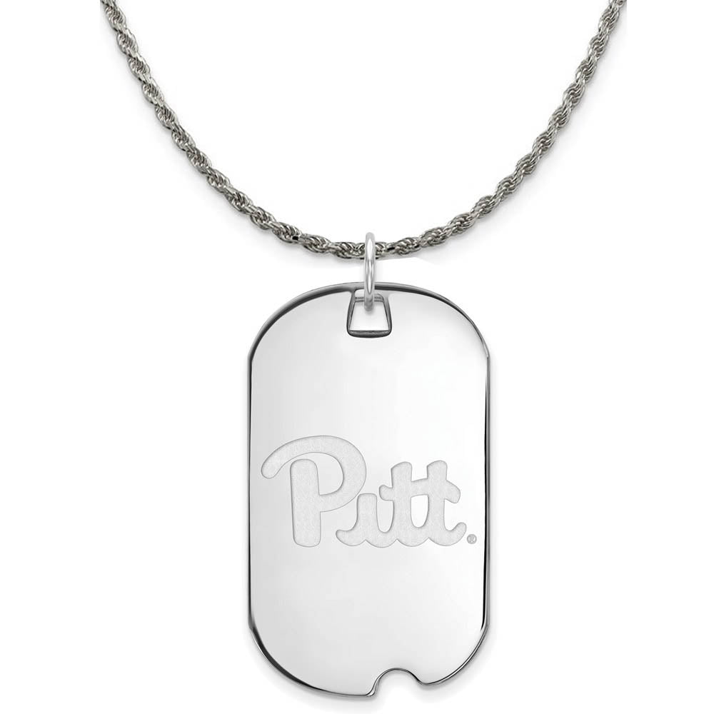 Sterling Silver U. of Pittsburgh Large Dog Tag Necklace, Item N18754 by The Black Bow Jewelry Co.
