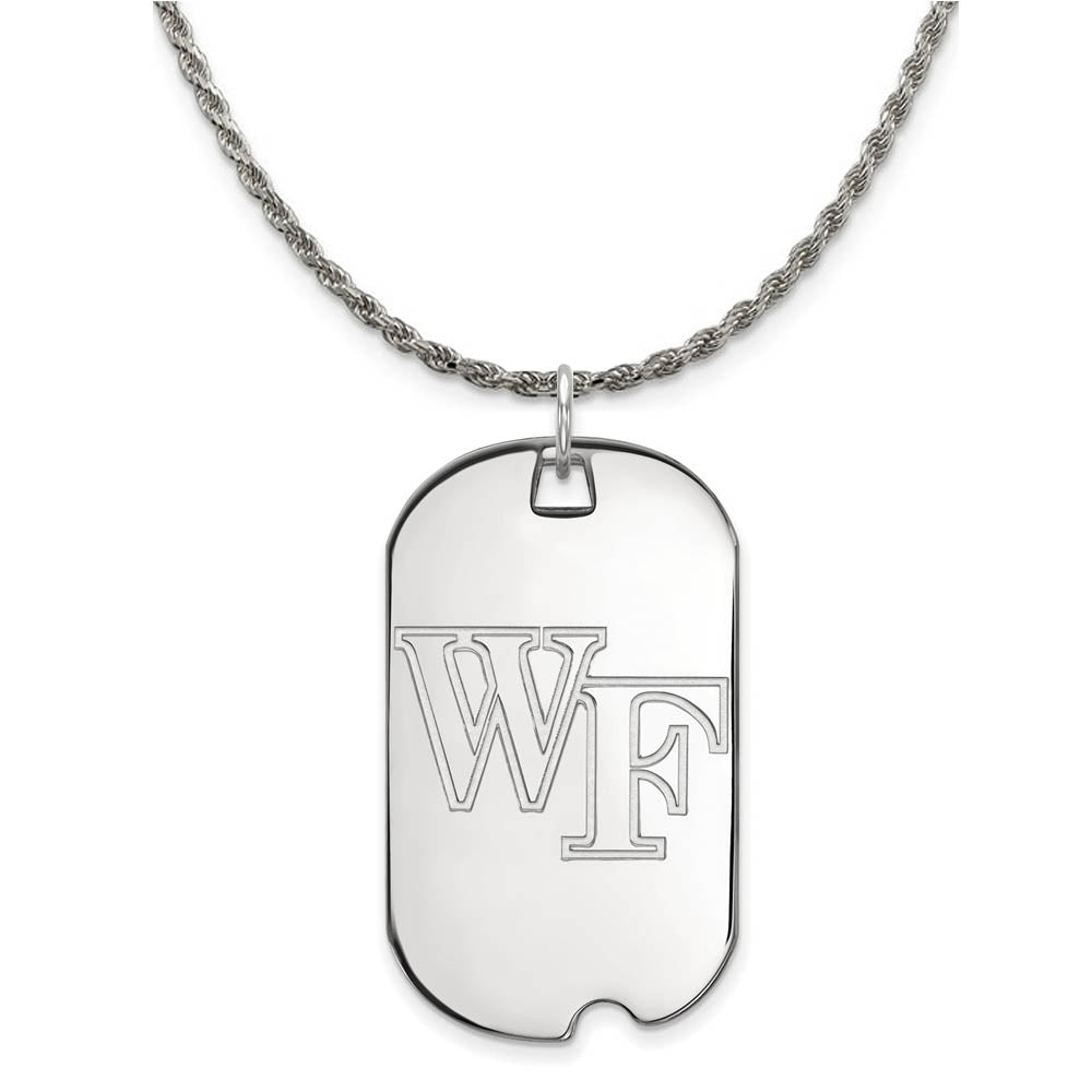 Sterling Silver Wake Forest U. Large Dog Tag Necklace, Item N18756 by The Black Bow Jewelry Co.