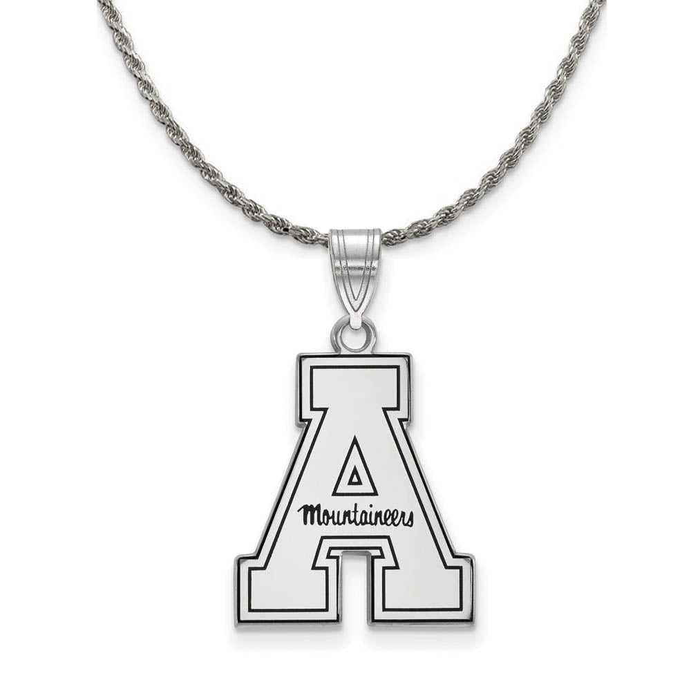 Sterling Silver Appalachian State Enamel Large Necklace, Item N18762 by The Black Bow Jewelry Co.
