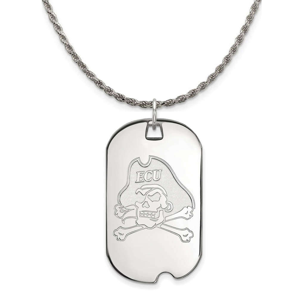 Sterling Silver East Carolina U Large Dog Tag Necklace, Item N18764 by The Black Bow Jewelry Co.