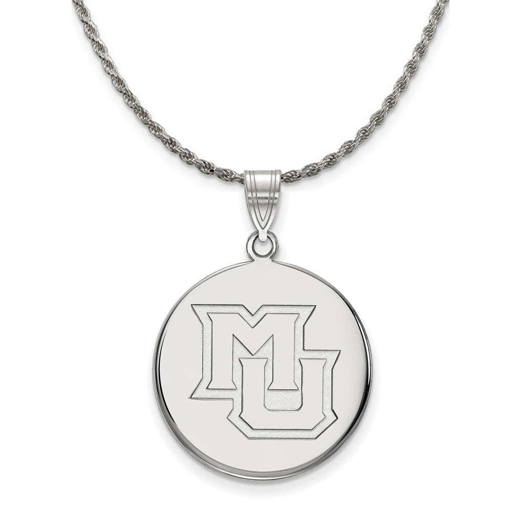 Sterling Silver Marquette U Large Disc Pendant Necklace, Item N18766 by The Black Bow Jewelry Co.