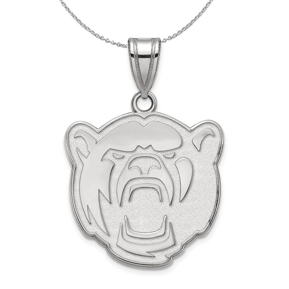 Sterling Silver Baylor U Large Bear Logo Pendant Necklace, Item N18771 by The Black Bow Jewelry Co.