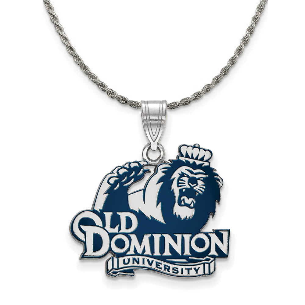 Sterling Silver Old Dominion U. Large Enamel Pendant Necklace, Item N18778 by The Black Bow Jewelry Co.