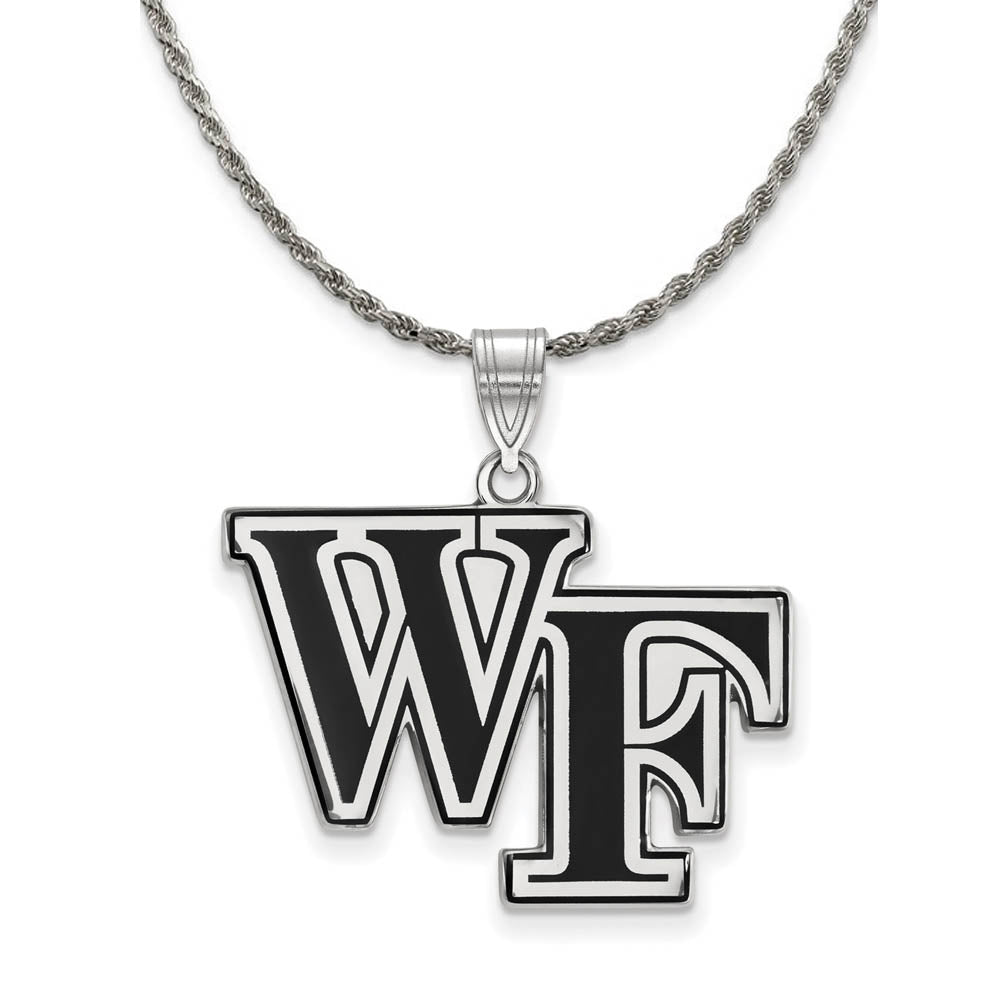 Sterling Silver Wake Forest U. Large Enamel Pendant Necklace, Item N18784 by The Black Bow Jewelry Co.