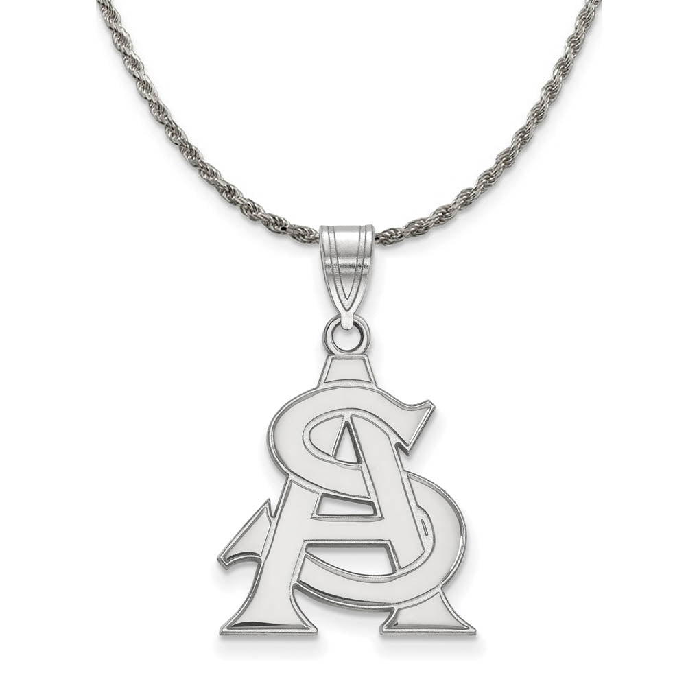 Sterling Silver Arizona State Large 'AS' Necklace, Item N18785 by The Black Bow Jewelry Co.