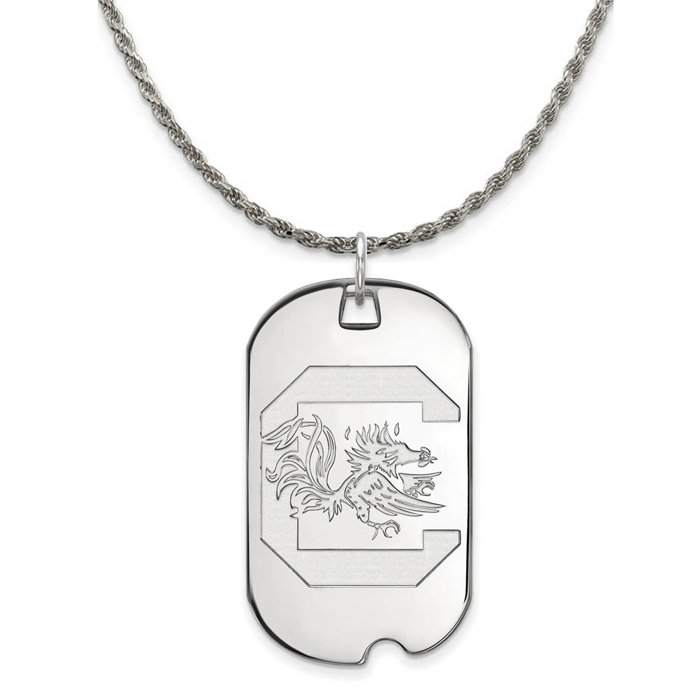 Sterling Silver South Carolina Large Dog Tag Necklace, Item N18823 by The Black Bow Jewelry Co.