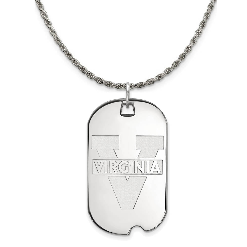 Sterling Silver U. of Virginia Large Dog Tag Necklace, Item N18825 by The Black Bow Jewelry Co.