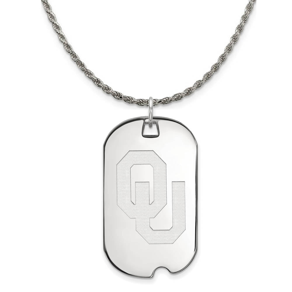 Sterling Silver U. of Oklahoma Sooners Large Dog Tag Necklace, Item N18833 by The Black Bow Jewelry Co.