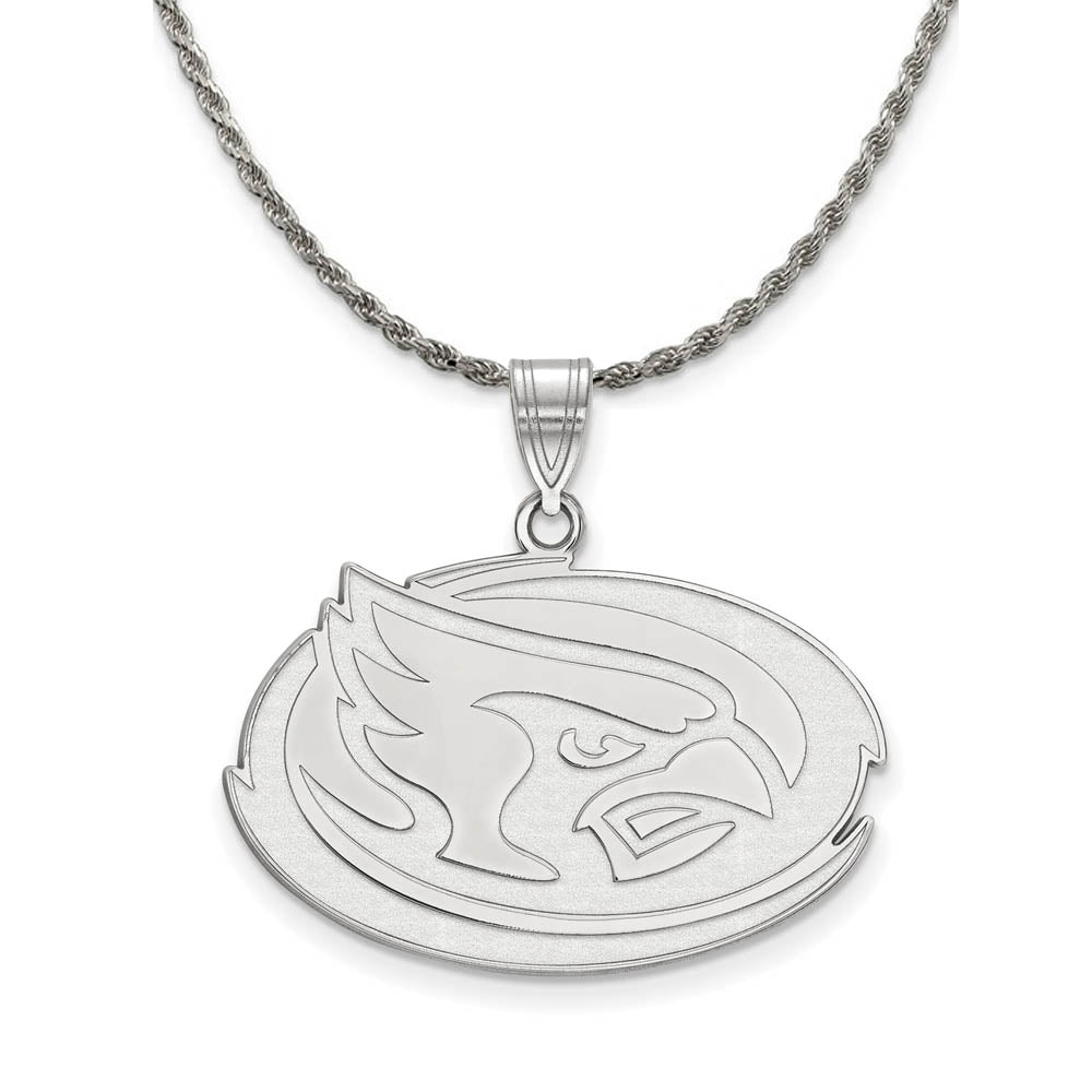 Sterling Silver Iowa State Large Pendant Necklace, Item N18835 by The Black Bow Jewelry Co.