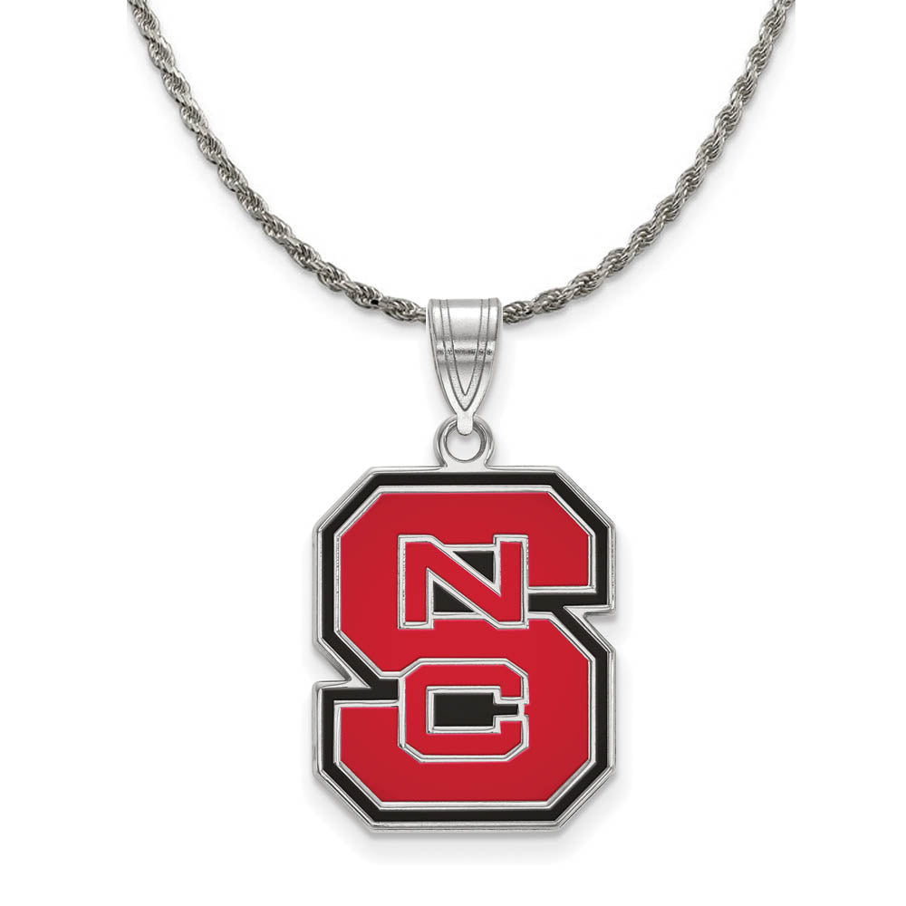 Sterling Silver North Carolina Large 'NCS' Enamel Necklace, Item N18846 by The Black Bow Jewelry Co.