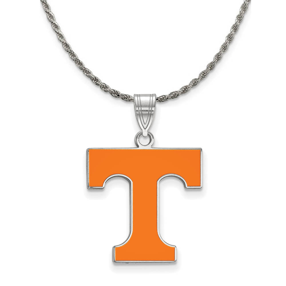 Sterling Silver U. of Tennessee Large Enamel 'T' Necklace, Item N18850 by The Black Bow Jewelry Co.