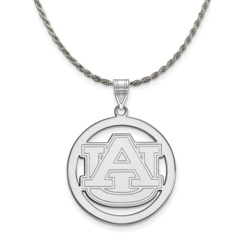 Sterling Silver Auburn U Large Circle Pendant Necklace, Item N18858 by The Black Bow Jewelry Co.