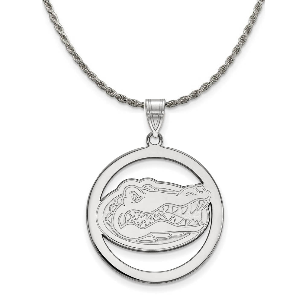 Sterling Silver U. of Florida Large Circle Pendant Necklace, Item N18864 by The Black Bow Jewelry Co.