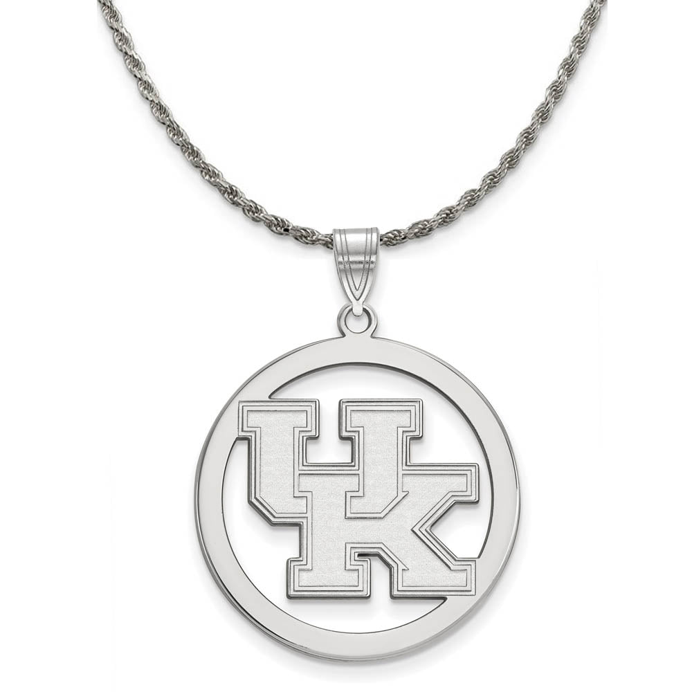 Sterling Silver U. of Kentucky Large Circle Pendant Necklace, Item N18867 by The Black Bow Jewelry Co.
