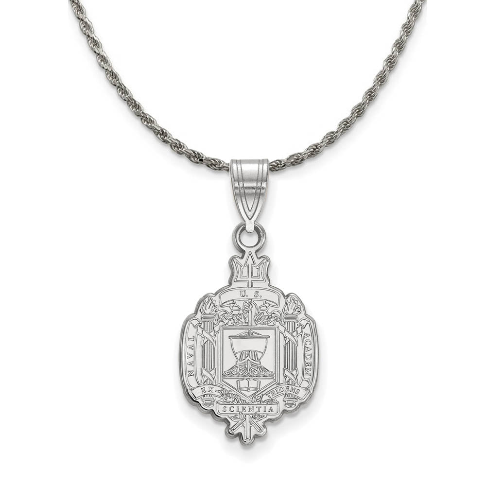 Sterling Silver U.S. Navy Large Crest Pendant Necklace, Item N18873 by The Black Bow Jewelry Co.