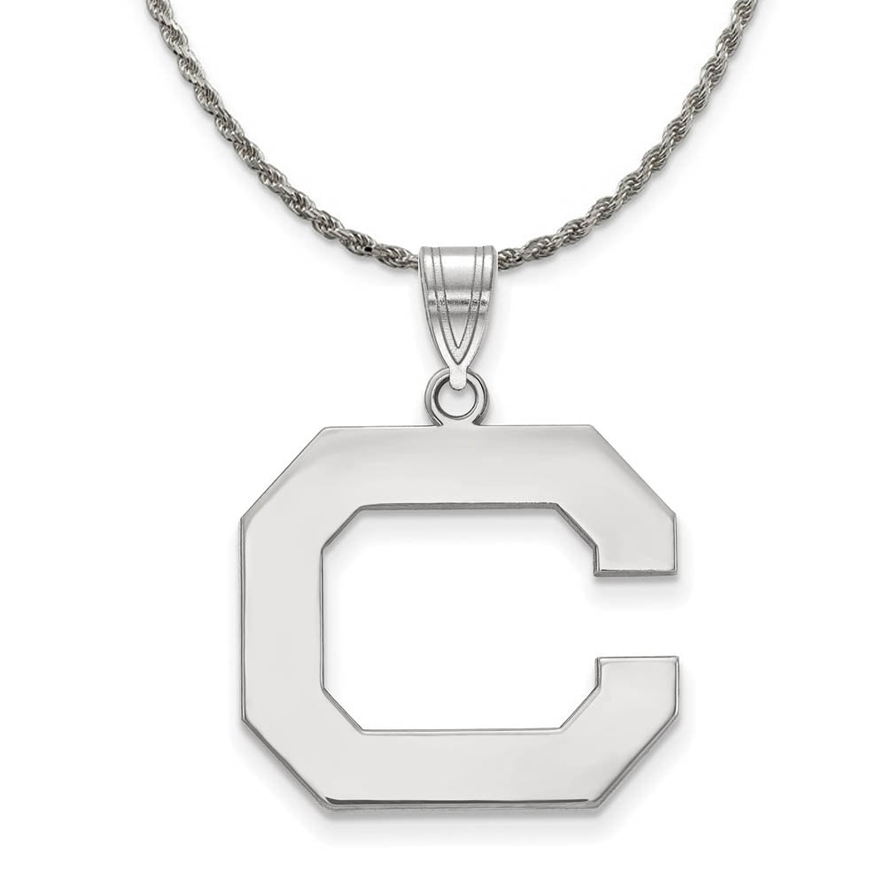 Sterling Silver California Berkeley Large Initial C Necklace, Item N18876 by The Black Bow Jewelry Co.