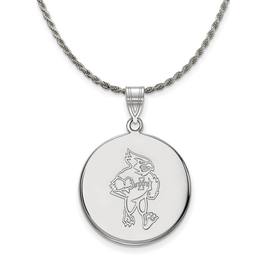 Sterling Silver Iowa State Cyclones Lg Disc Necklace, Item N18879 by The Black Bow Jewelry Co.